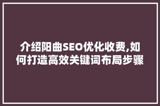 介绍阳曲SEO优化收费,如何打造高效关键词布局步骤