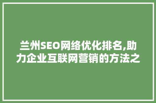 兰州SEO网络优化排名,助力企业互联网营销的方法之路