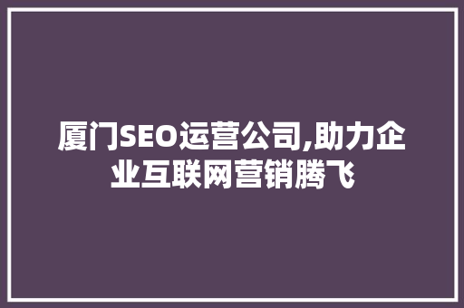 厦门SEO运营公司,助力企业互联网营销腾飞