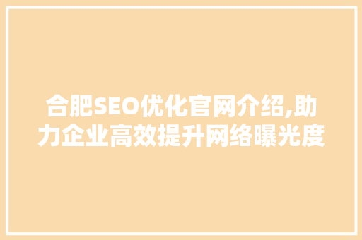 合肥SEO优化官网介绍,助力企业高效提升网络曝光度