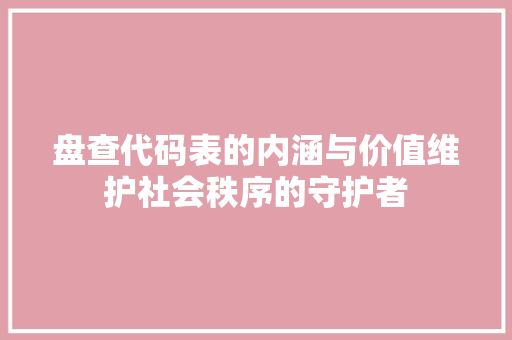 盘查代码表的内涵与价值维护社会秩序的守护者
