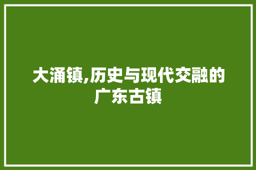 大涌镇,历史与现代交融的广东古镇