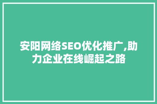 安阳网络SEO优化推广,助力企业在线崛起之路