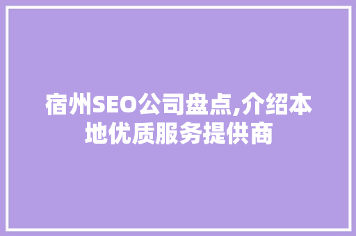 宿州SEO公司盘点,介绍本地优质服务提供商