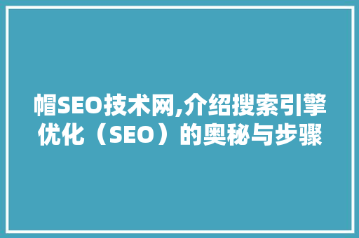 帽SEO技术网,介绍搜索引擎优化（SEO）的奥秘与步骤