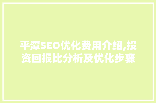 平潭SEO优化费用介绍,投资回报比分析及优化步骤