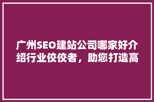 广州SEO建站公司哪家好介绍行业佼佼者，助您打造高效网络平台