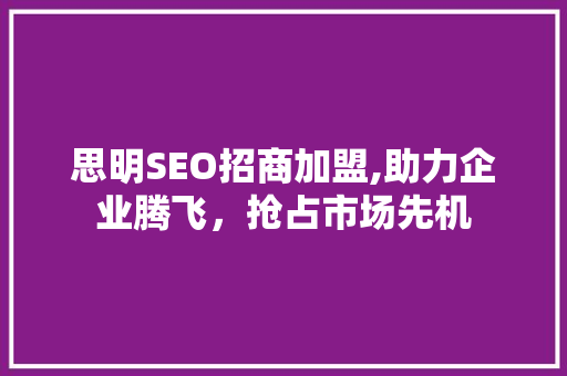思明SEO招商加盟,助力企业腾飞，抢占市场先机
