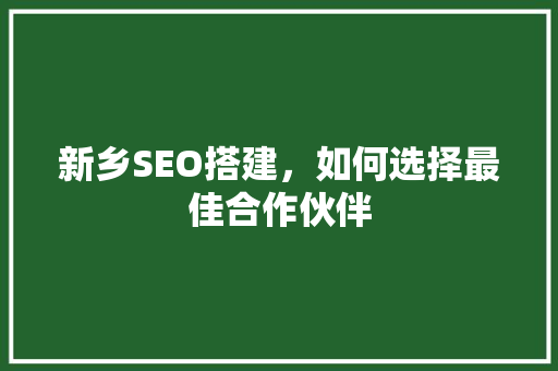 新乡SEO搭建，如何选择最佳合作伙伴