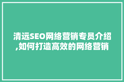 清远SEO网络营销专员介绍,如何打造高效的网络营销步骤