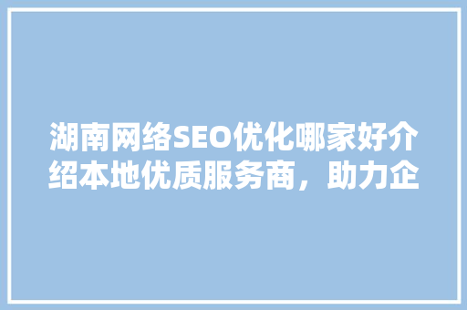 湖南网络SEO优化哪家好介绍本地优质服务商，助力企业提升在线竞争力！