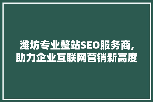 潍坊专业整站SEO服务商,助力企业互联网营销新高度