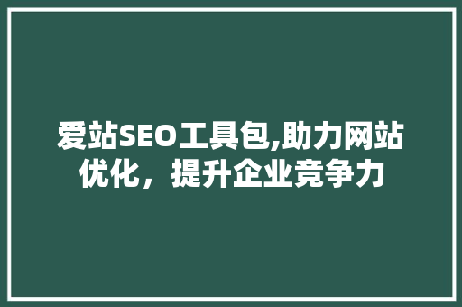 爱站SEO工具包,助力网站优化，提升企业竞争力