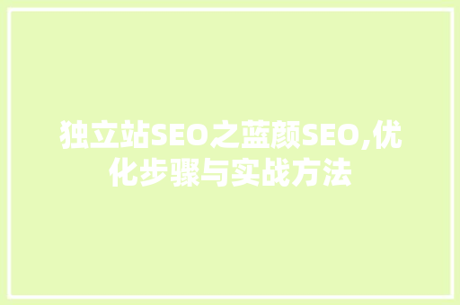 独立站SEO之蓝颜SEO,优化步骤与实战方法