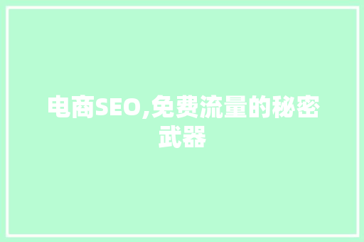 电商SEO,免费流量的秘密武器