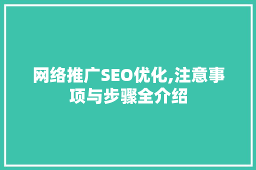 网络推广SEO优化,注意事项与步骤全介绍