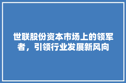 世联股份资本市场上的领军者，引领行业发展新风向