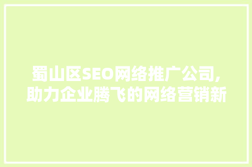 蜀山区SEO网络推广公司,助力企业腾飞的网络营销新引擎