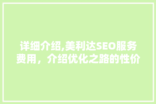 详细介绍,美利达SEO服务费用，介绍优化之路的性价比之选