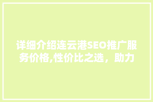 详细介绍连云港SEO推广服务价格,性价比之选，助力企业腾飞