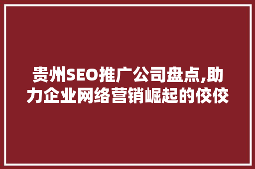 贵州SEO推广公司盘点,助力企业网络营销崛起的佼佼者