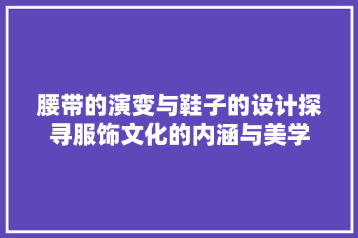 腰带的演变与鞋子的设计探寻服饰文化的内涵与美学