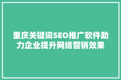 重庆关键词SEO推广软件助力企业提升网络营销效果