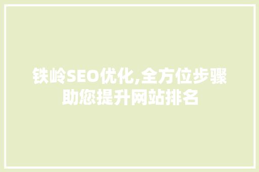 铁岭SEO优化,全方位步骤助您提升网站排名