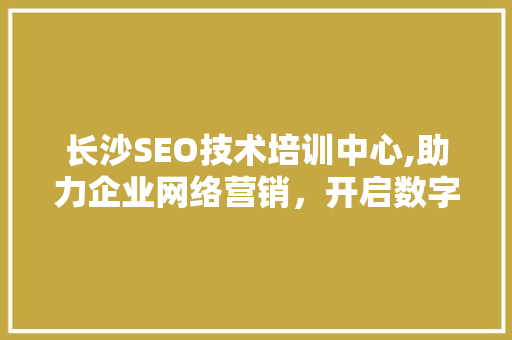 长沙SEO技术培训中心,助力企业网络营销，开启数字化时代新篇章