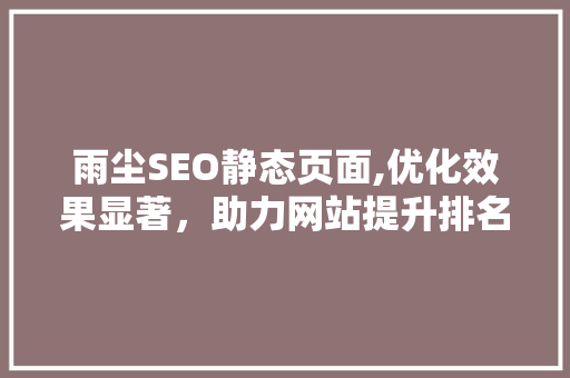 雨尘SEO静态页面,优化效果显著，助力网站提升排名
