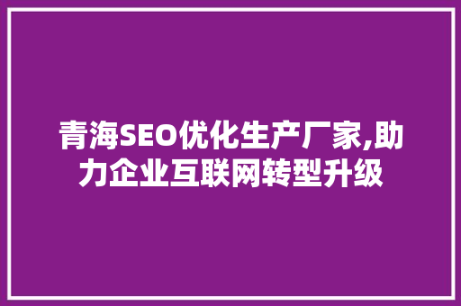青海SEO优化生产厂家,助力企业互联网转型升级
