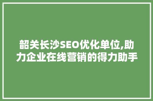 韶关长沙SEO优化单位,助力企业在线营销的得力助手