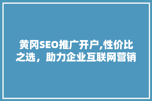 黄冈SEO推广开户,性价比之选，助力企业互联网营销腾飞