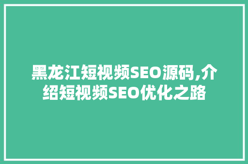 黑龙江短视频SEO源码,介绍短视频SEO优化之路
