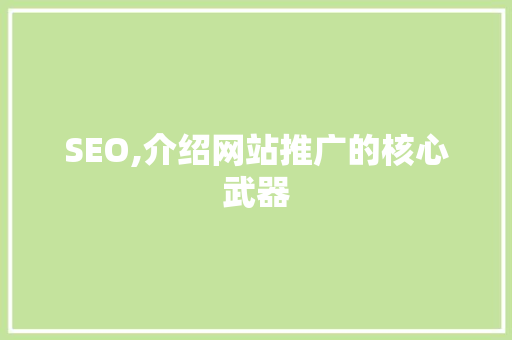 SEO,介绍网站推广的核心武器