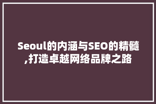Seoul的内涵与SEO的精髓,打造卓越网络品牌之路