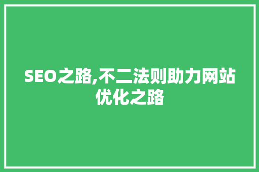 SEO之路,不二法则助力网站优化之路