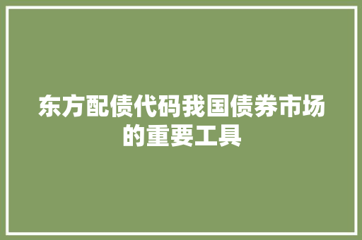东方配债代码我国债券市场的重要工具