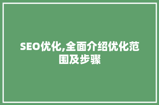 SEO优化,全面介绍优化范围及步骤