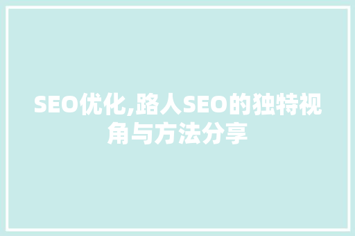 SEO优化,路人SEO的独特视角与方法分享