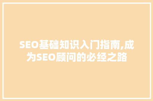 SEO基础知识入门指南,成为SEO顾问的必经之路