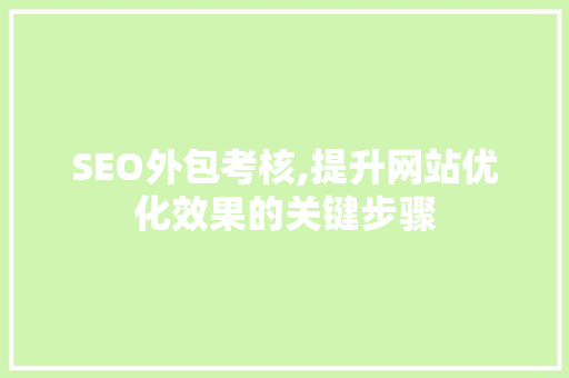 SEO外包考核,提升网站优化效果的关键步骤