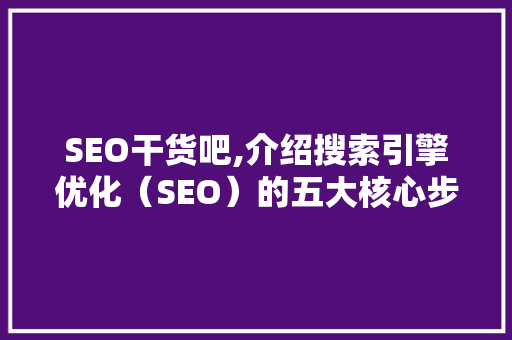SEO干货吧,介绍搜索引擎优化（SEO）的五大核心步骤