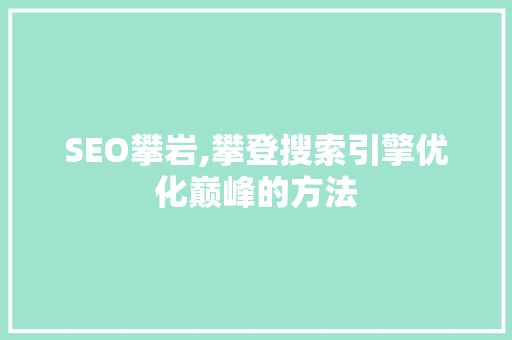 SEO攀岩,攀登搜索引擎优化巅峰的方法