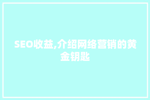 SEO收益,介绍网络营销的黄金钥匙