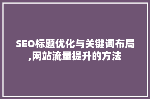 SEO标题优化与关键词布局,网站流量提升的方法