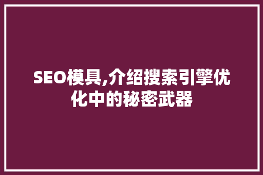 SEO模具,介绍搜索引擎优化中的秘密武器