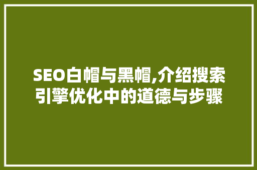 SEO白帽与黑帽,介绍搜索引擎优化中的道德与步骤