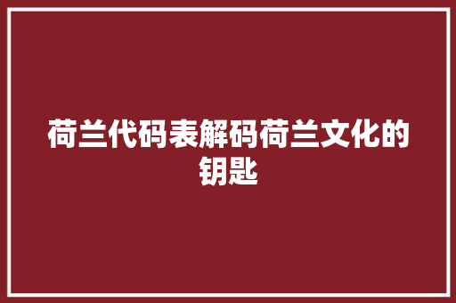 荷兰代码表解码荷兰文化的钥匙