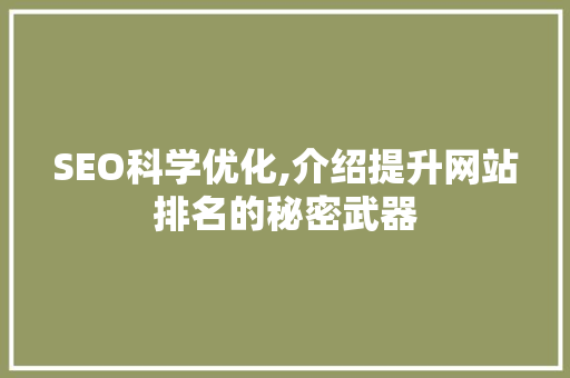 SEO科学优化,介绍提升网站排名的秘密武器